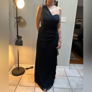 Elegant One-Shoulder navy  Evening Dress